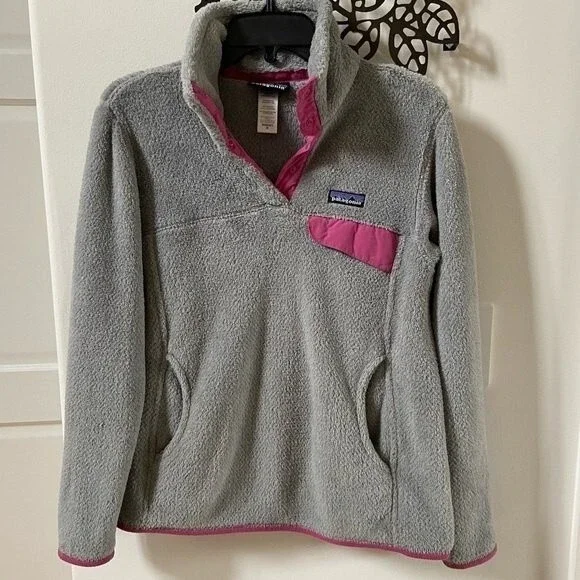 Patagonia Re-Tool Snap-T Gray Pink Pullover Fleece M - Picture 3 of 13